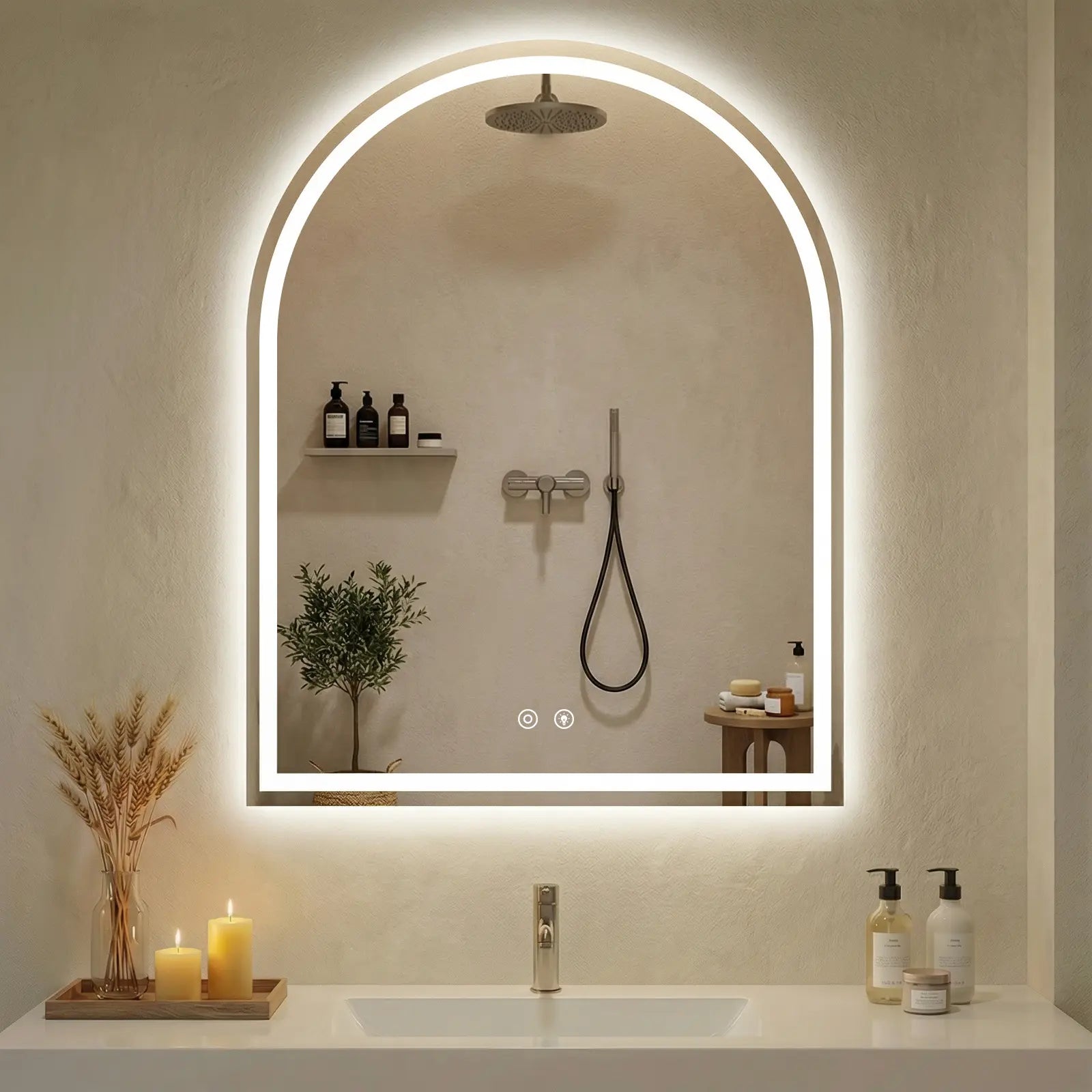 LED Bathroom Mirror with Light ，Dimmable Anti-Fog & 3 Color Temperatures ，Premium Aluminum Frame Mirror for Vanity and Modern Bathroom