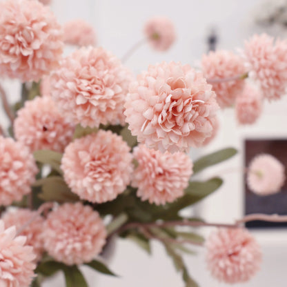 Senjie 12Pcs Spring Artificial Pom-Pom Flowers Snowball - Mothers Day Gifts Dandelion Bulk Faux Silk Blooms for DIY Bouquets, Wedding Centerpieces & Home Office