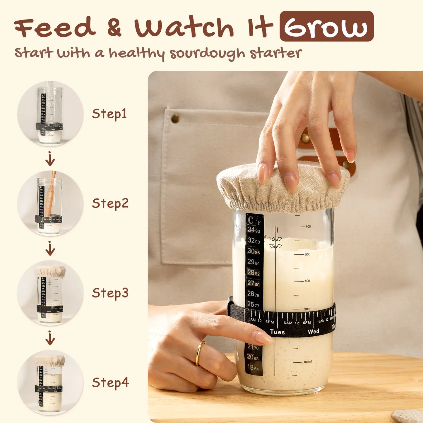 Ultimate Astercook Sourdough Starter Kit - Everything You Need for Perfect Bread Baking with Round & Oval Banneton Baskets!