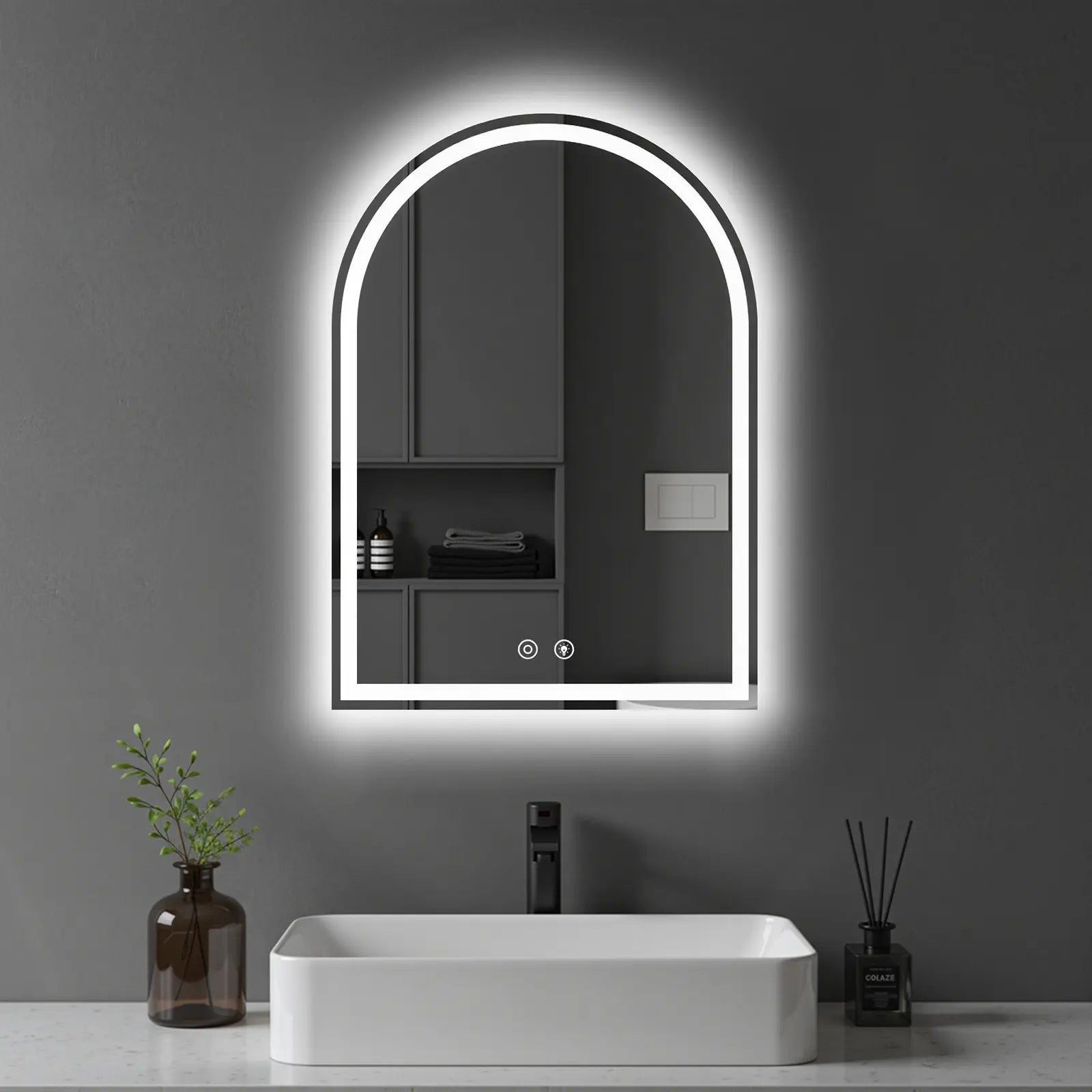 LED Bathroom Vanity Mirror for Wall with Double Front and Back Light, Anti-Fog, Shatter-Proof, Dimmable, Tempered Glass, Memory Function