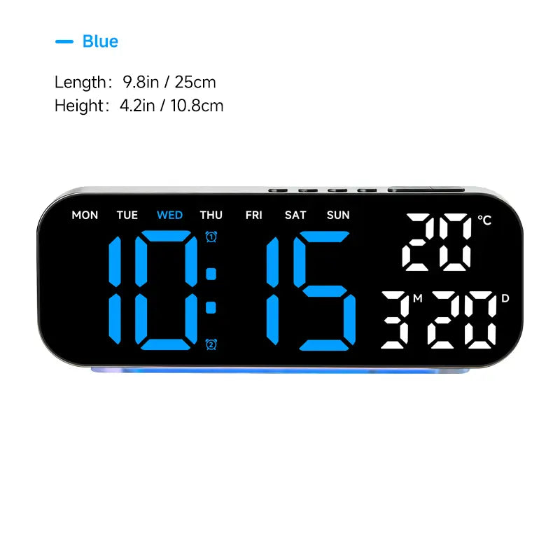 Timess 10-Inch HD LED Wall Clock with Multi-Info Display, Dual Alarms, Count-Up/Down Timers, USB Powered, Hang or Place for Bedroom/Office/Nightstand Decor, Ideal Holiday/Birthday Gift,Shop Clock,New Year New Clock Summervibes