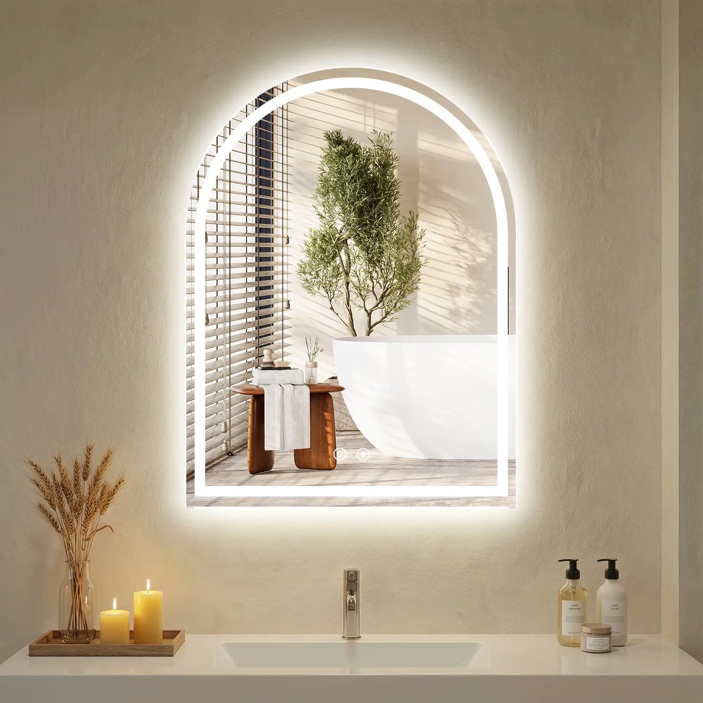 LED Bathroom Mirror with Light ，Dimmable Anti-Fog & 3 Color Temperatures ，Premium Aluminum Frame Mirror for Vanity and Modern Bathroom
