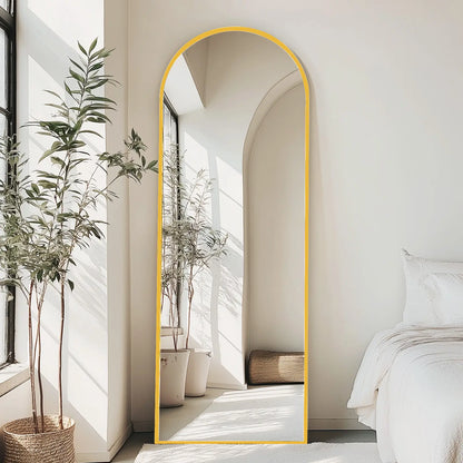 Full Length Mirror, Floor Standing Mirror with Stand, Wall Aluminum Alloy Thin Frame Hanging or Leaning for Living Room Bedroom Cloakroom Decorating