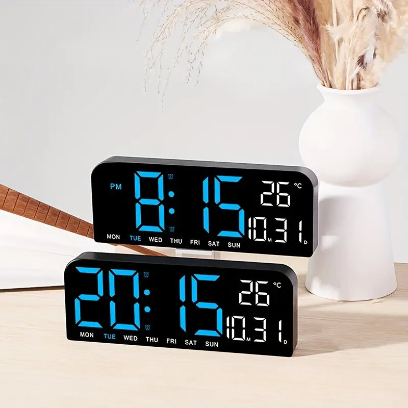 Timess 10-Inch HD LED Wall Clock with Multi-Info Display, Dual Alarms, Count-Up/Down Timers, USB Powered, Hang or Place for Bedroom/Office/Nightstand Decor, Ideal Holiday/Birthday Gift,Shop Clock,New Year New Clock Summervibes