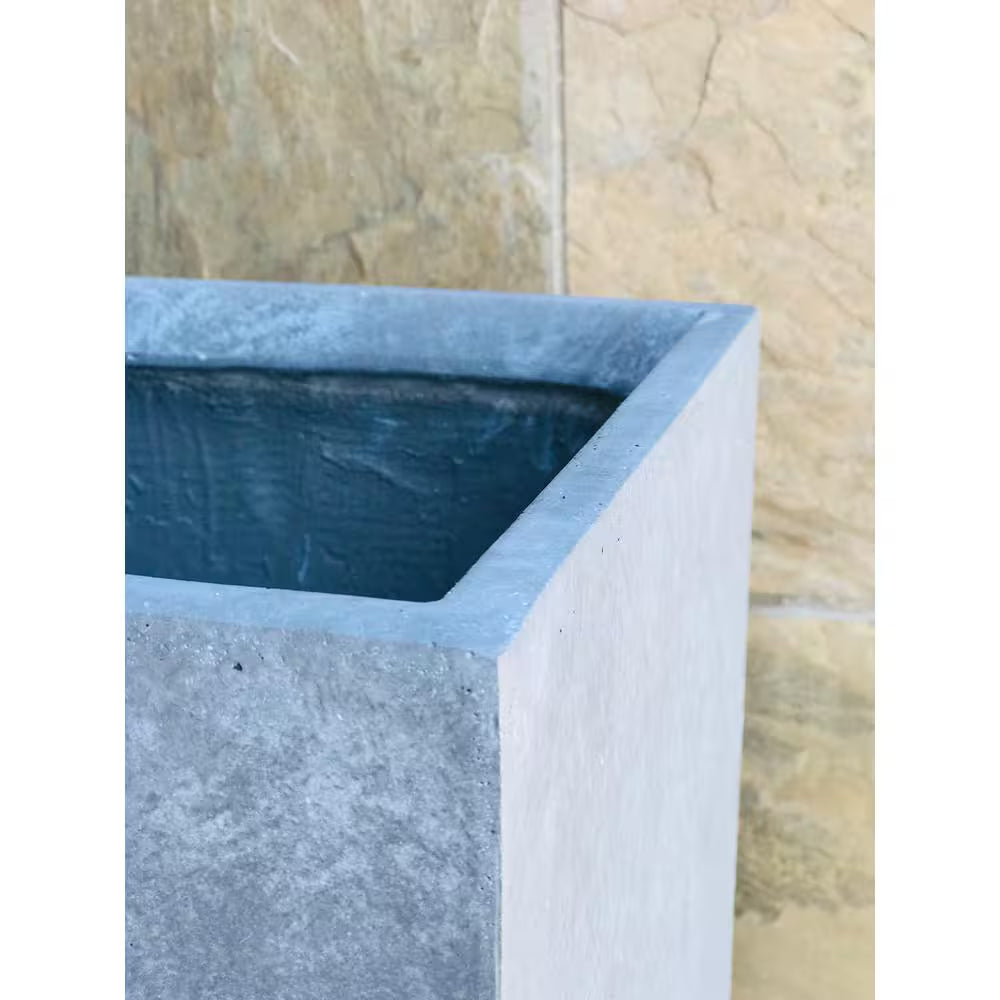 28 In. Tall Slate Gray Lightweight Concrete Rectangle Modern Outdoor Planter
