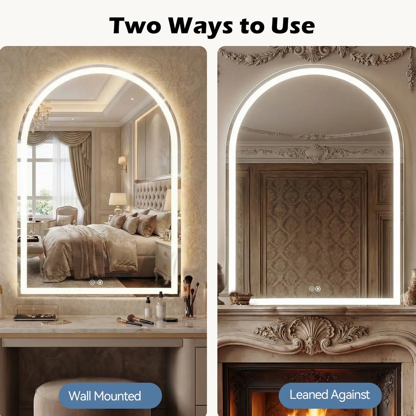 LED Bathroom Mirror with Light ，Dimmable Anti-Fog & 3 Color Temperatures ，Premium Aluminum Frame Mirror for Vanity and Modern Bathroom