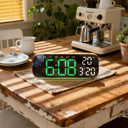 Timess 10-Inch HD LED Wall Clock with Multi-Info Display, Dual Alarms, Count-Up/Down Timers, USB Powered, Hang or Place for Bedroom/Office/Nightstand Decor, Ideal Holiday/Birthday Gift,Shop Clock,New Year New Clock Summervibes
