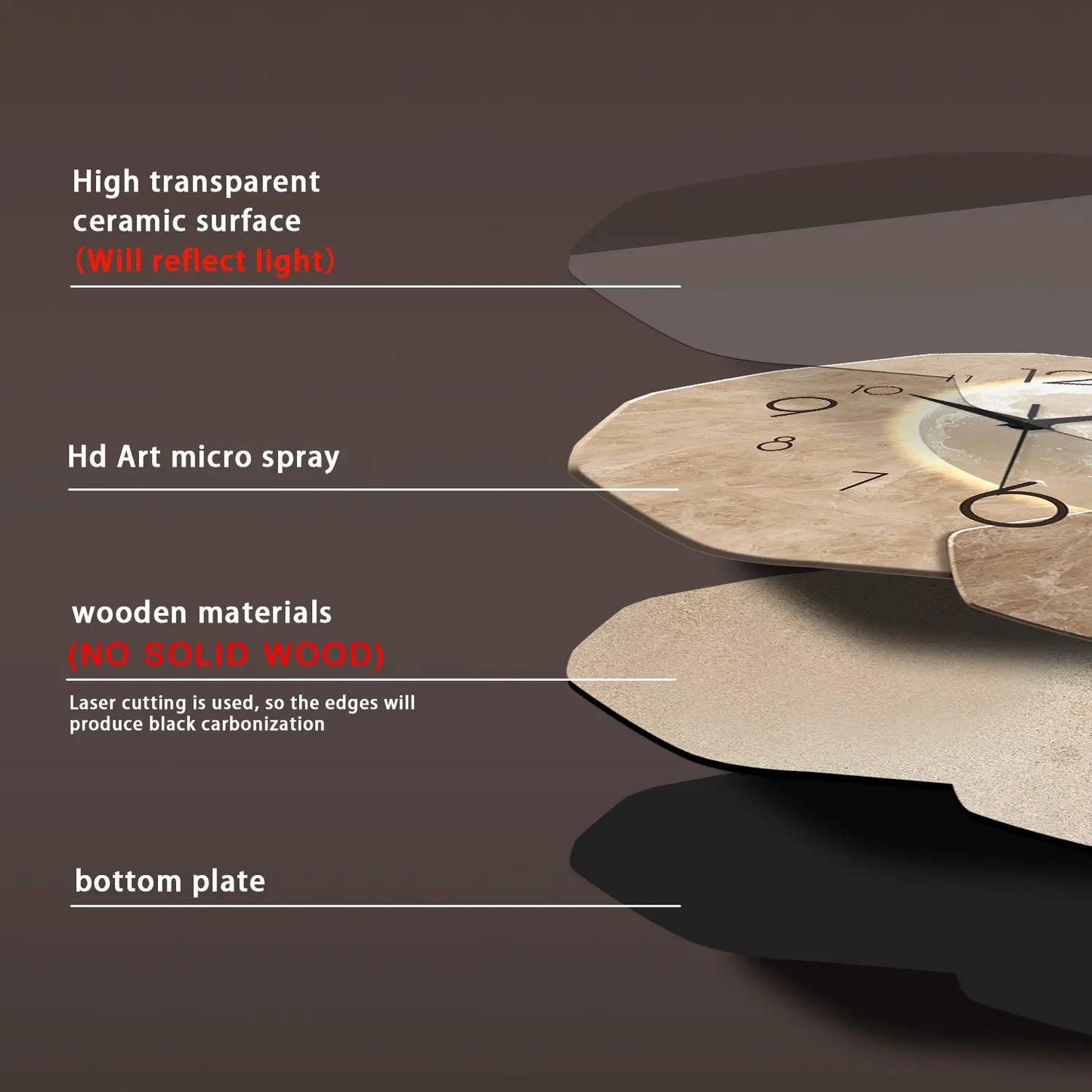 Creative Moon-Design Modern Silent Wall Clock, Decorative Clock for Home, Living Room, Bedroom & Office
