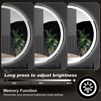 LED Bathroom Vanity Mirror for Wall with Double Front and Back Light, Anti-Fog, Shatter-Proof, Dimmable, Tempered Glass, Memory Function