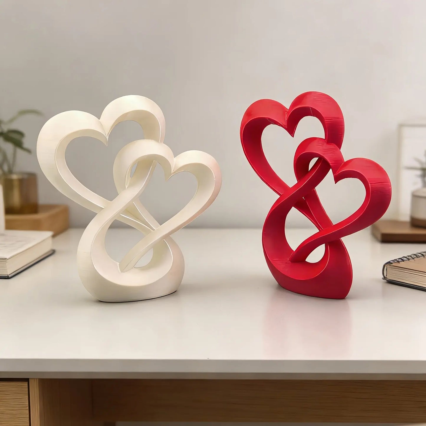 Eternal Knitted Heart Statue, Cozy Decorative Home Decor, Desktop Focus, Anniversary Wedding Valentine Gift, Living Room Bedroom Decoration