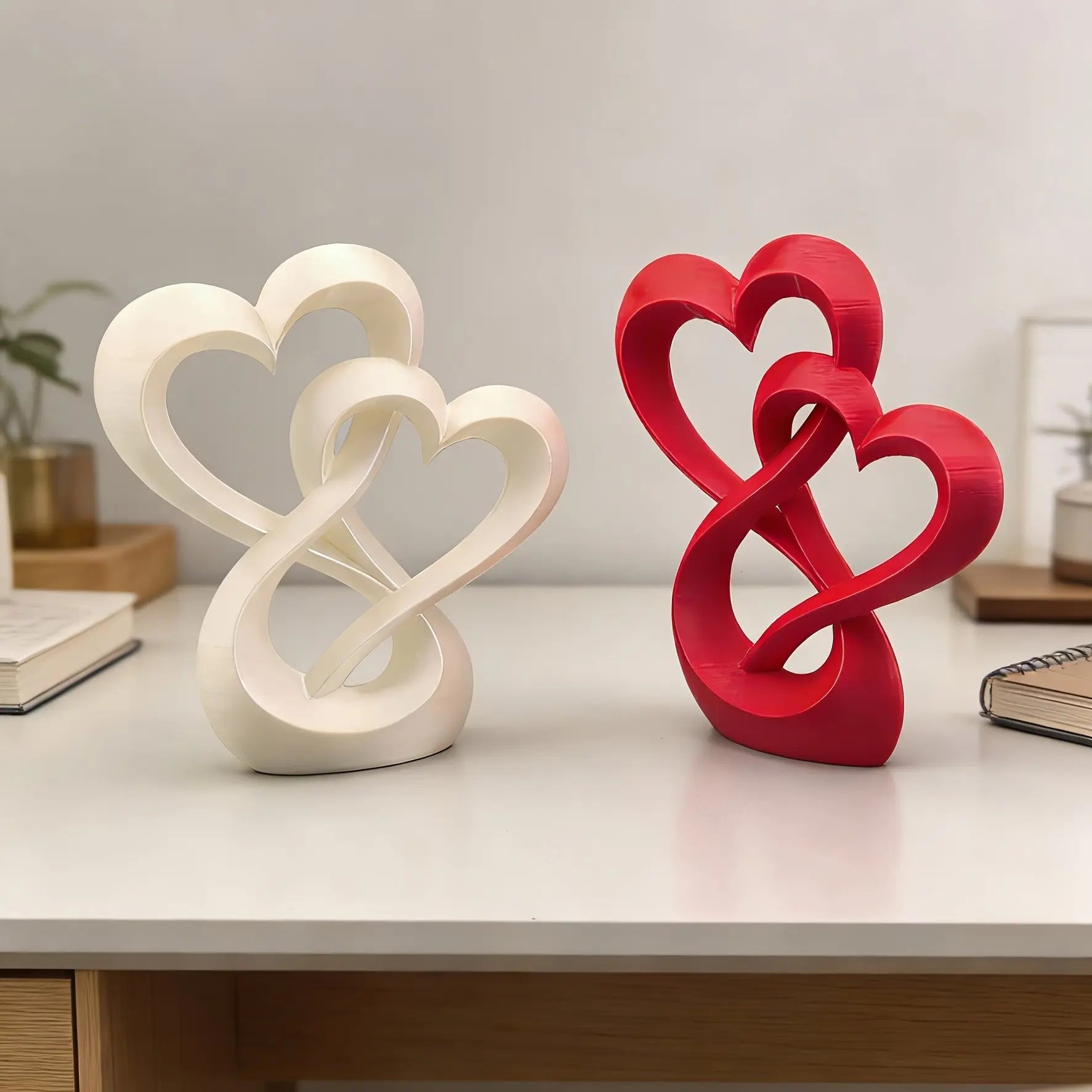 Eternal Knitted Heart Statue, Cozy Decorative Home Decor, Desktop Focus, Anniversary Wedding Valentine Gift, Living Room Bedroom Decoration