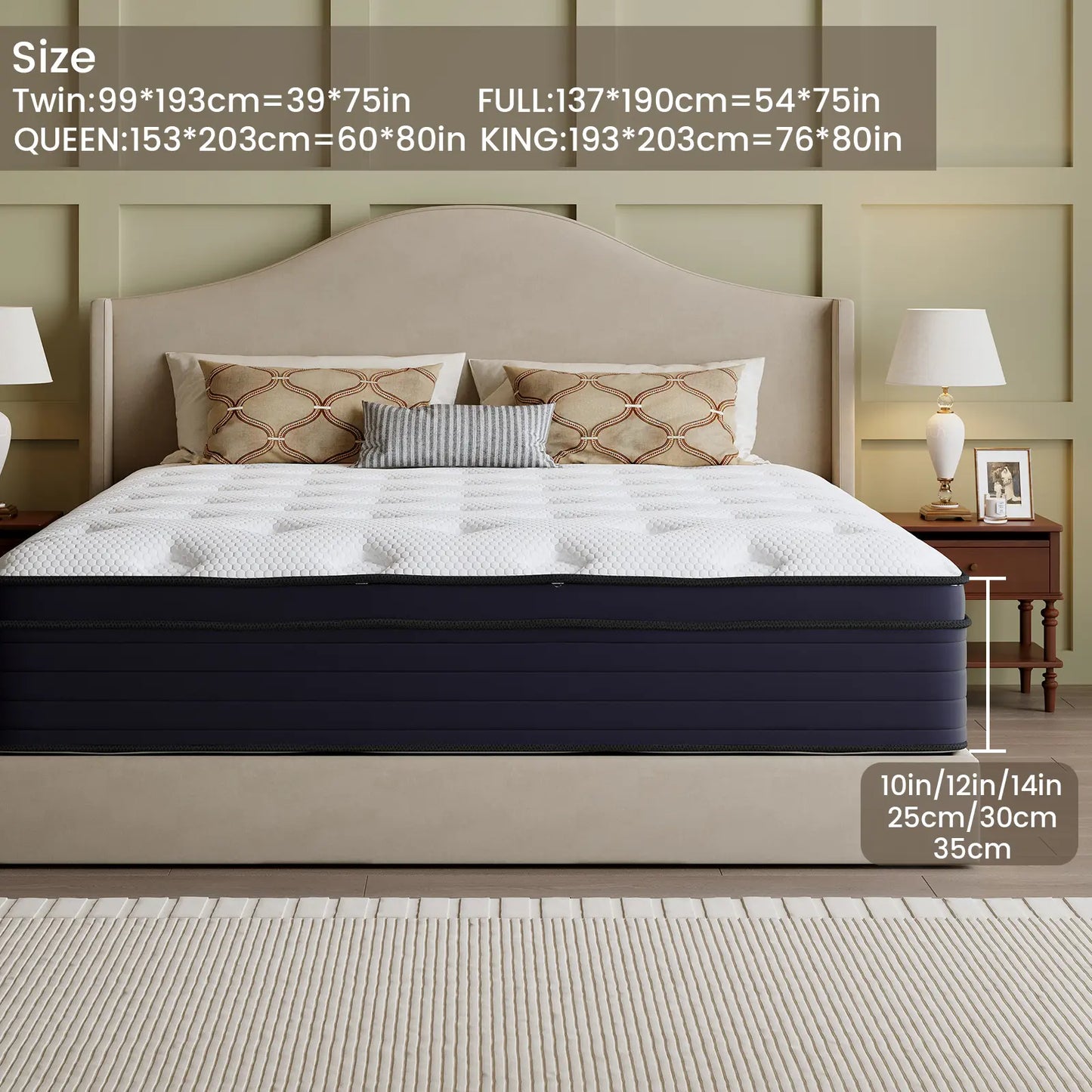 Five-Story Design 10/12/14Inch Queen King Twin Full Mattress High Quality Double Coil Spring Mattress in Single Double Queen King Classic Comfort for Your Family Tiktokshopspringglowup