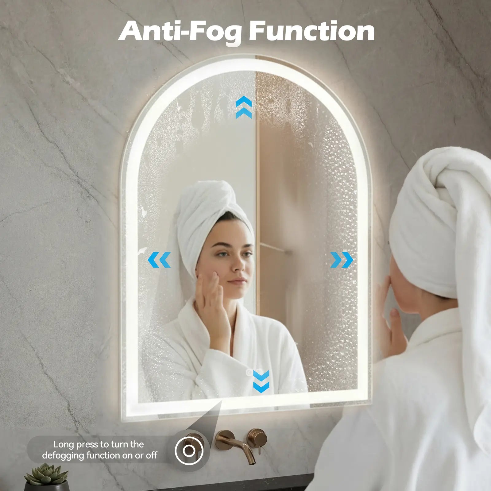 LED Bathroom Mirror with Light ，Dimmable Anti-Fog & 3 Color Temperatures ，Premium Aluminum Frame Mirror for Vanity and Modern Bathroom