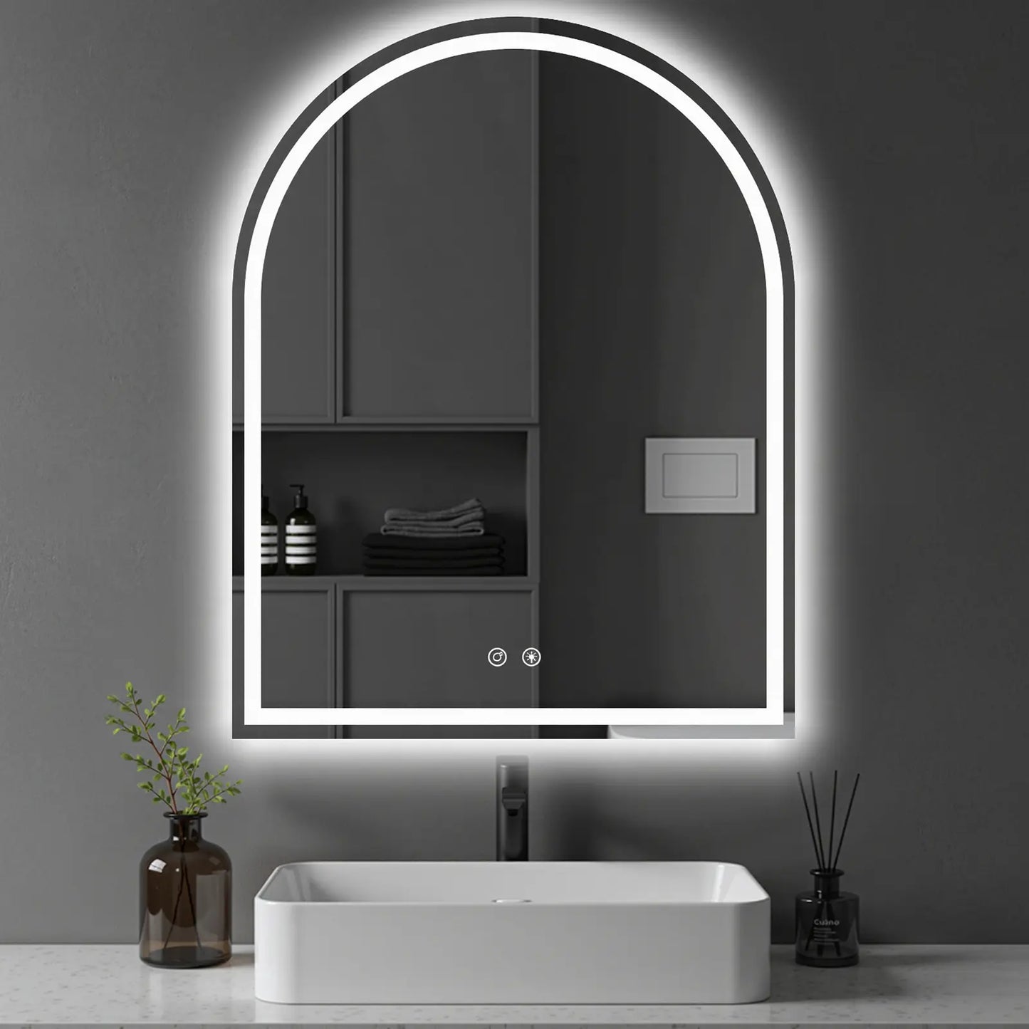 LED Bathroom Vanity Mirror for Wall with Double Front and Back Light, Anti-Fog, Shatter-Proof, Dimmable, Tempered Glass, Memory Function