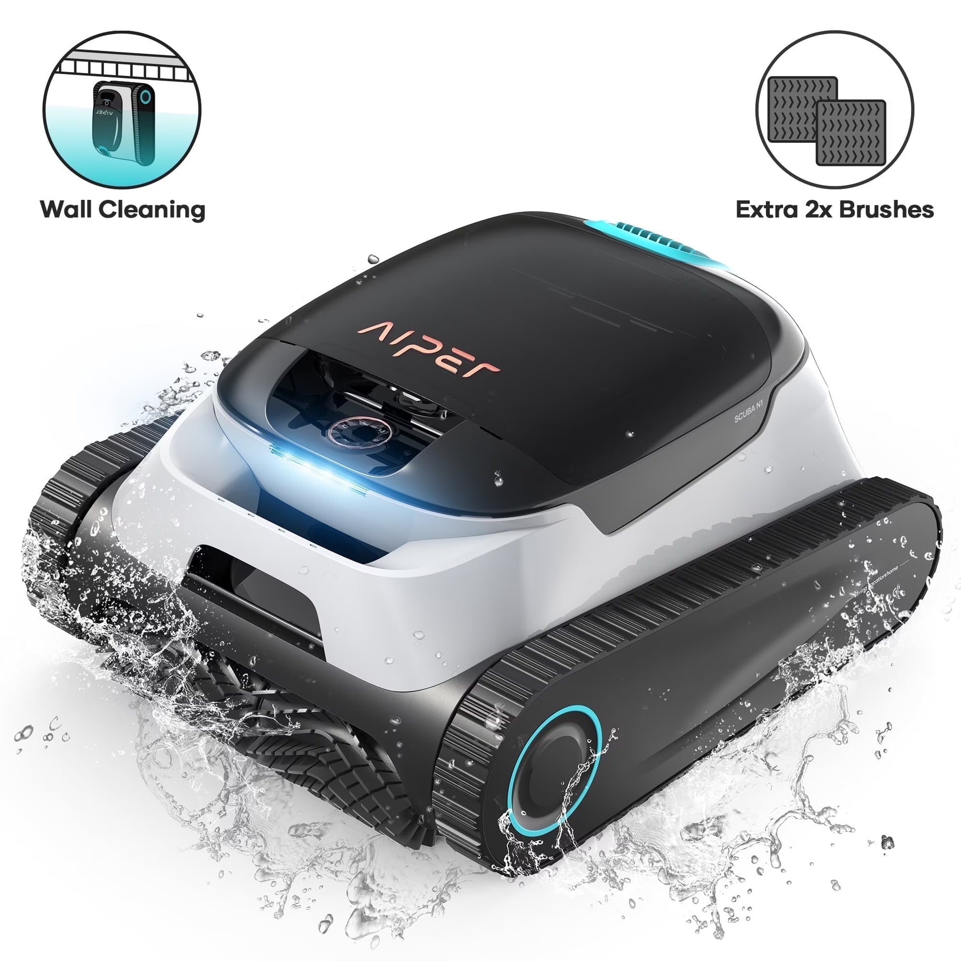 Scuba N1 Robotic Pool Vacuum Cleaner, Cordless, 2 Extra Brushes, for Inground Pools