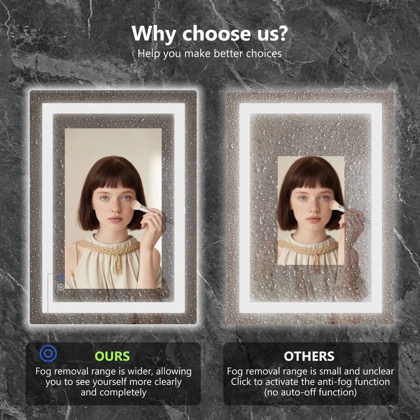 LED Bathroom Vanity Mirror for Wall with Double Front and Back Light, Anti-Fog, Shatter-Proof, Dimmable, Tempered Glass, Memory Function