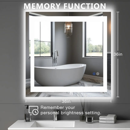 LED Bathroom Vanity Mirror for Wall with Double Front and Back Light, Anti-Fog, Shatter-Proof, Dimmable, Tempered Glass, Memory Function