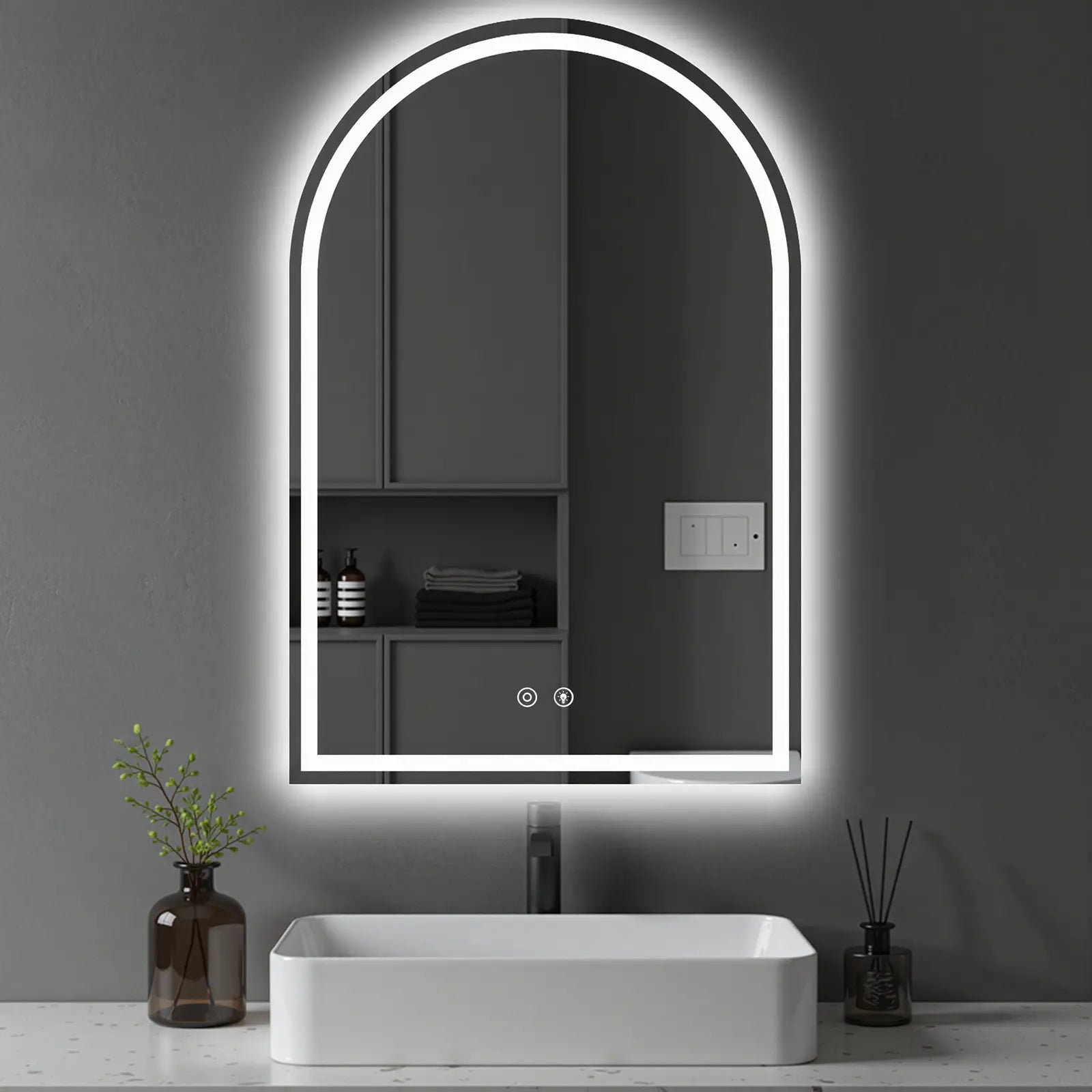 LED Bathroom Vanity Mirror for Wall with Double Front and Back Light, Anti-Fog, Shatter-Proof, Dimmable, Tempered Glass, Memory Function