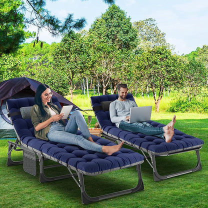 Folding Chaise Lounge Chair 5-Position, Folding Cot, Heavy Duty Patio Chaise Lounges for Outside, Poolside, Beach, Lawn, Camping
