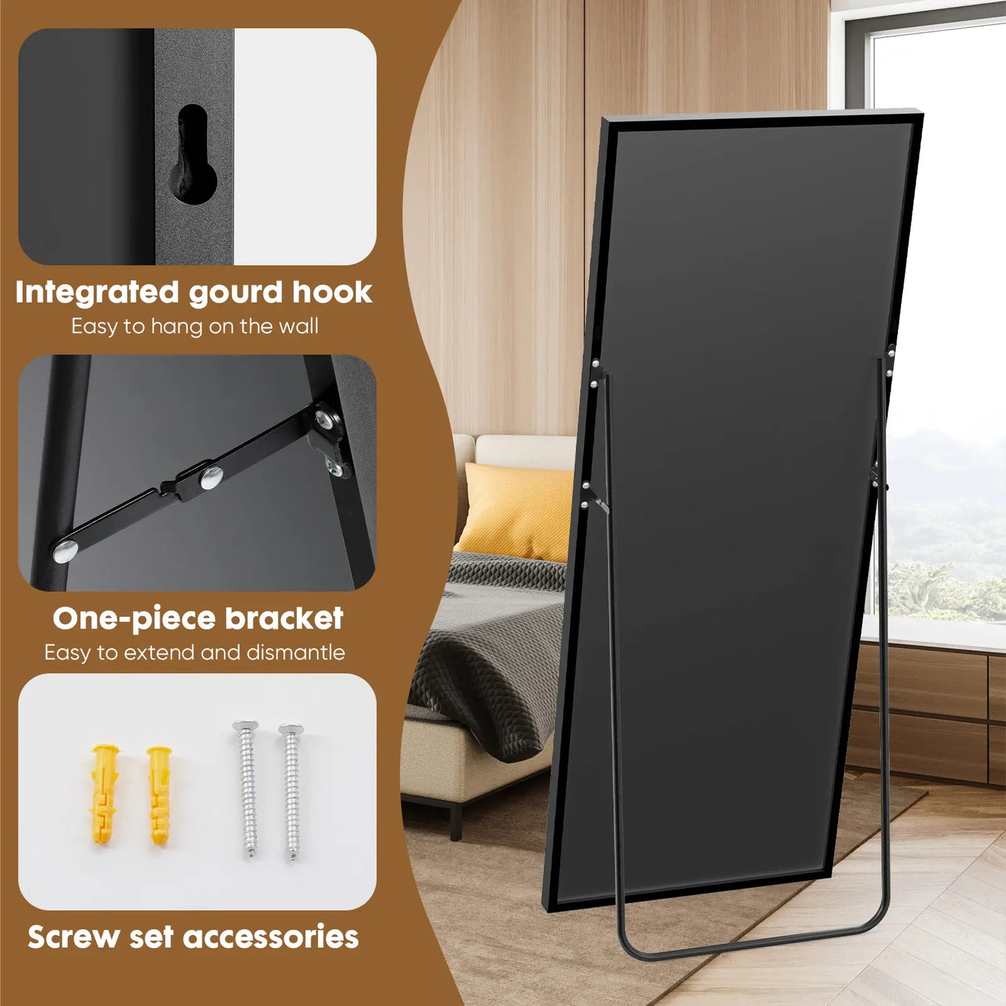 71"X26" Black Arched Modern Full-Length Mirror with Thin Aluminum Alloy Frame, Multi-Mounting Floor Mirror (Standing, Hanging, Leaning) for Wall, Living Room, Bedroom, Full Body View Living Room Decor