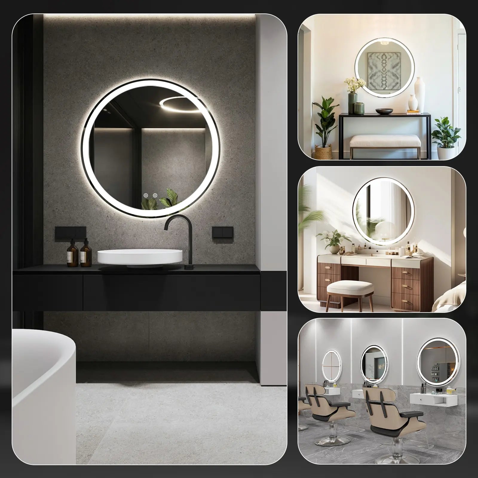 LED Bathroom Vanity Mirror for Wall with Double Front and Back Light, Anti-Fog, Shatter-Proof, Dimmable, Tempered Glass, Memory Function
