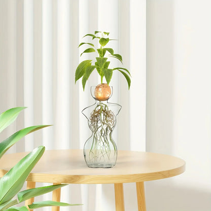 Elegant Female Silhouette Glass Vase for Plant Propagation & Flower Arrangements Perfect for Seed Starting Water Rooting Home Decor Ideal for Avocado Bulbs Plant Cuttings