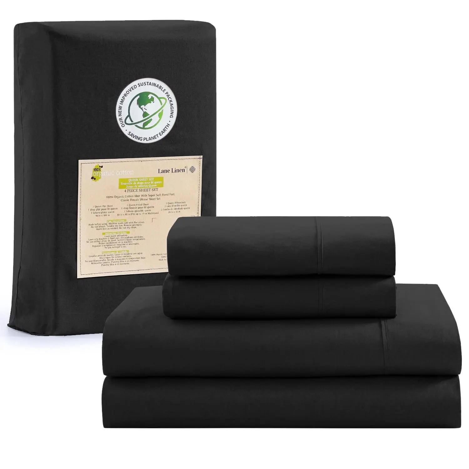 LANE LINEN 100% Organic Cotton Percale Weave Sheets Set - 15" Deep Pocket Fitted Sheet, Breathable Bedding for Dorm Rooms, White Twin Size Bed Essentials