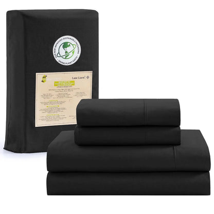 LANE LINEN 100% Organic Cotton Percale Weave Sheets Set - 15" Deep Pocket Fitted Sheet, Breathable Bedding for Dorm Rooms, White Twin Size Bed Essentials
