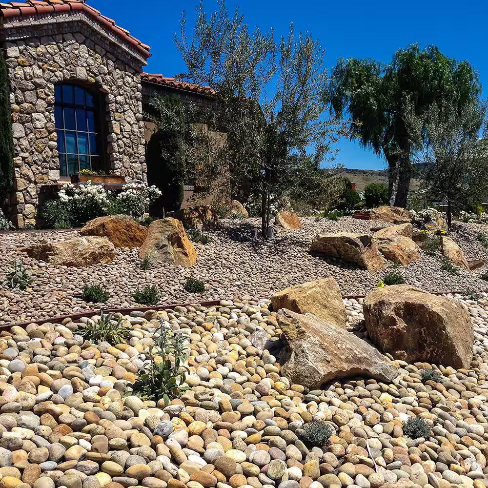 0.50 Cu. Ft. 2 In. to 3 In. Buff Mexican Beach Pebble Smooth round Rock for Gardens, Landscapes and Ponds