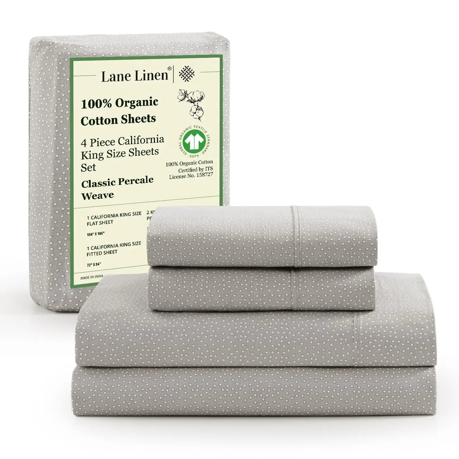 LANE LINEN 100% Organic Cotton Percale Weave Sheets Set - 15" Deep Pocket Fitted Sheet, Breathable Bedding for Dorm Rooms, White Twin Size Bed Essentials