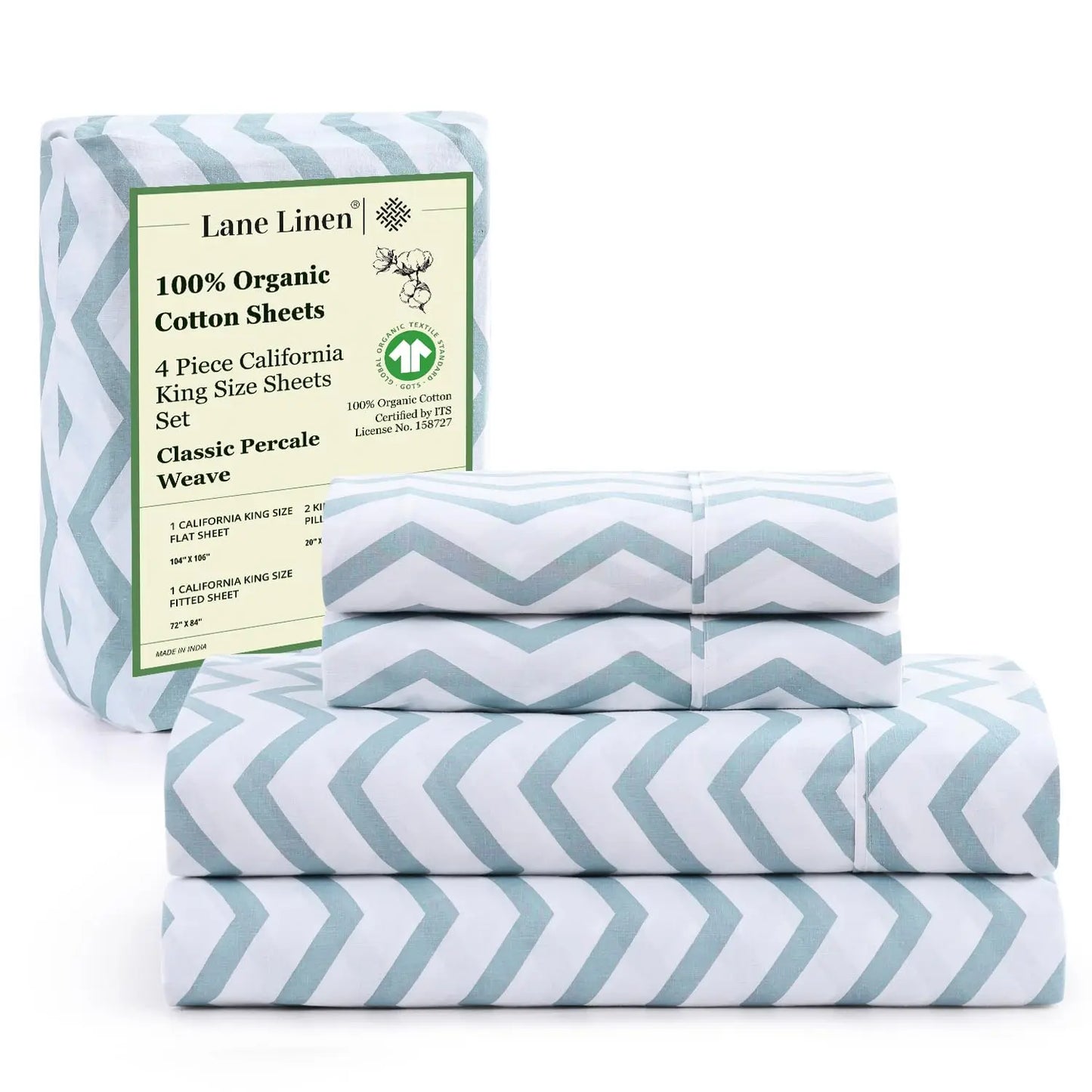 LANE LINEN 100% Organic Cotton Percale Weave Sheets Set - 15" Deep Pocket Fitted Sheet, Breathable Bedding for Dorm Rooms, White Twin Size Bed Essentials
