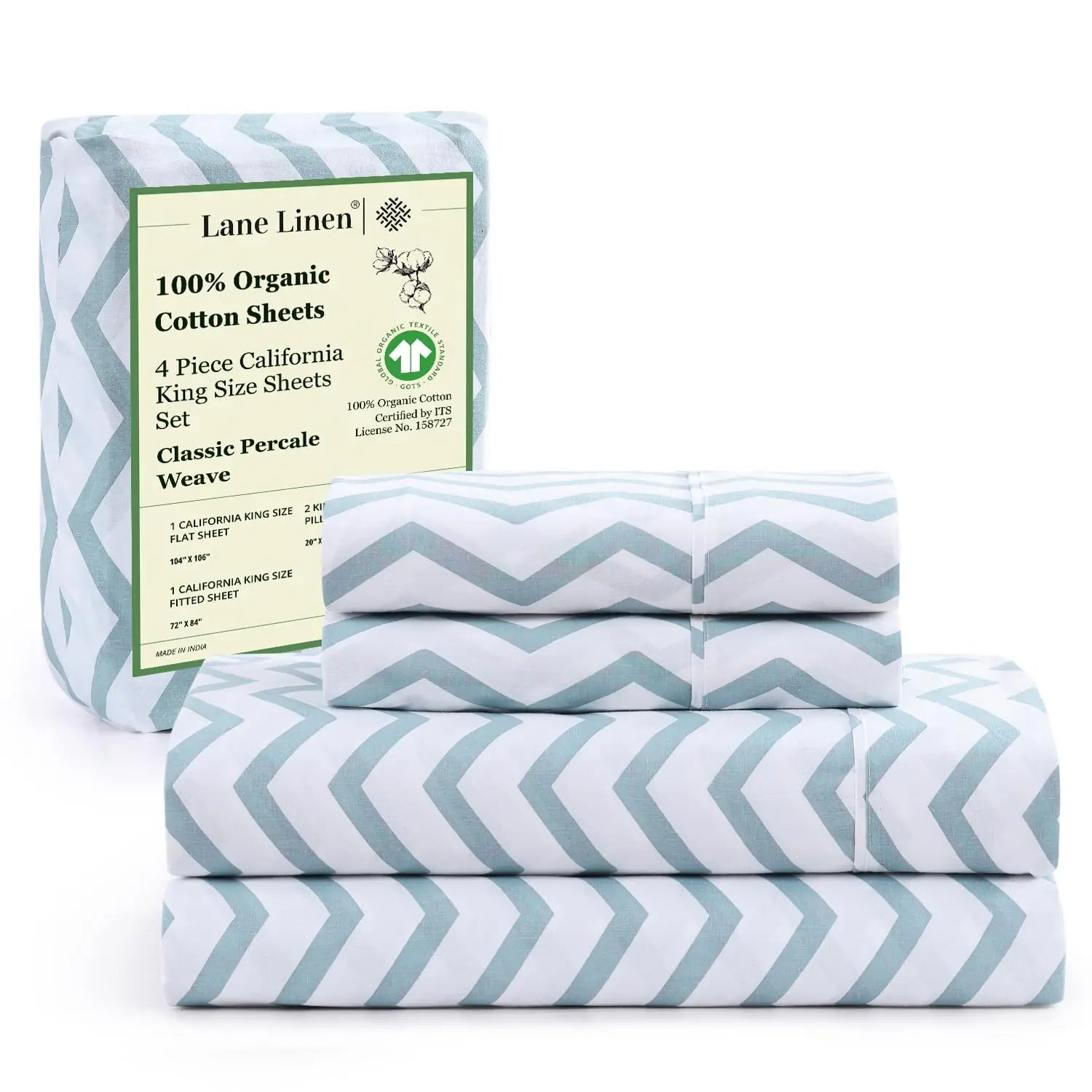 LANE LINEN 100% Organic Cotton Percale Weave Sheets Set - 15" Deep Pocket Fitted Sheet, Breathable Bedding for Dorm Rooms, White Twin Size Bed Essentials
