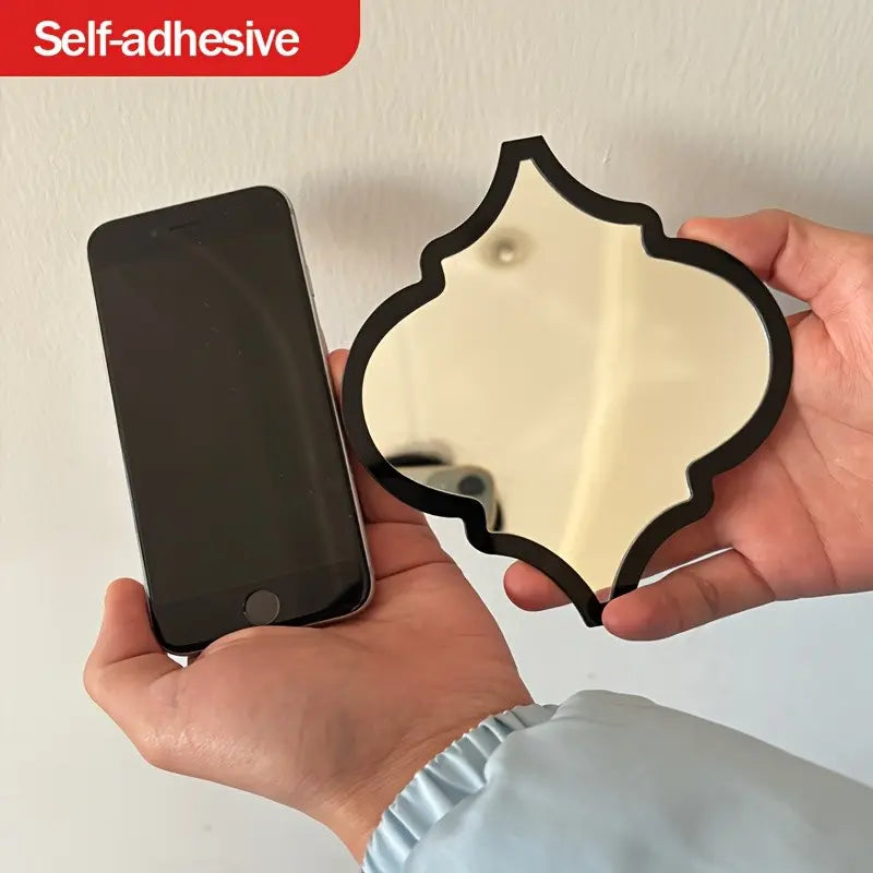 9Pcs Large Moroccan-Style Artistic Combination Decorative Wall Mounted Mirror | Classic Black, Wall Mount, Plastic Frame, Polished End - Ideal for Bathroom, Living Room, Hallway Decor, Decoration, Perfect Valentine'S Day Gift