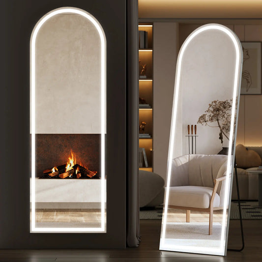 Floor Mirror Stand Mirror Full Length , with LED Lights and No LED Lights Two Styles, LED Floor Mirror Styles Dimming & 3 Color Lighting