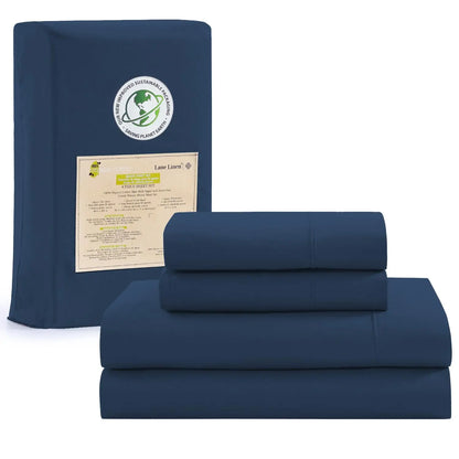LANE LINEN 100% Organic Cotton Percale Weave Sheets Set - 15" Deep Pocket Fitted Sheet, Breathable Bedding for Dorm Rooms, White Twin Size Bed Essentials