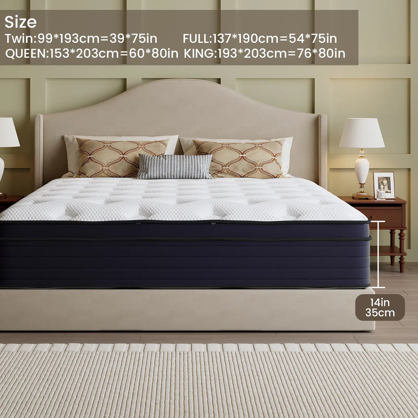 Five-Story Design 10/12/14Inch Queen King Twin Full Mattress High Quality Double Coil Spring Mattress in Single Double Queen King Classic Comfort for Your Family Tiktokshopspringglowup