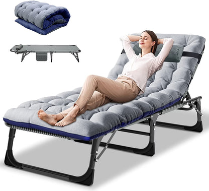 Folding Chaise Lounge Chair 5-Position, Folding Cot, Heavy Duty Patio Chaise Lounges for Outside, Poolside, Beach, Lawn, Camping