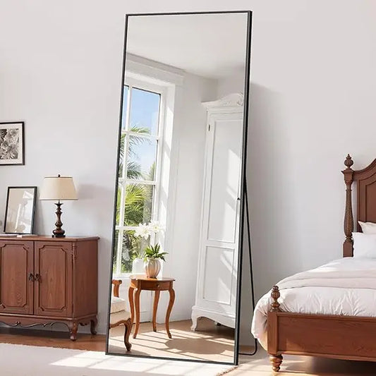 71"X26" Black Arched Modern Full-Length Mirror with Thin Aluminum Alloy Frame, Multi-Mounting Floor Mirror (Standing, Hanging, Leaning) for Wall, Living Room, Bedroom, Full Body View Living Room Decor