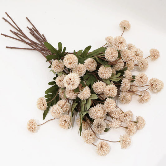 Senjie 12Pcs Spring Artificial Pom-Pom Flowers Snowball - Mothers Day Gifts Dandelion Bulk Faux Silk Blooms for DIY Bouquets, Wedding Centerpieces & Home Office