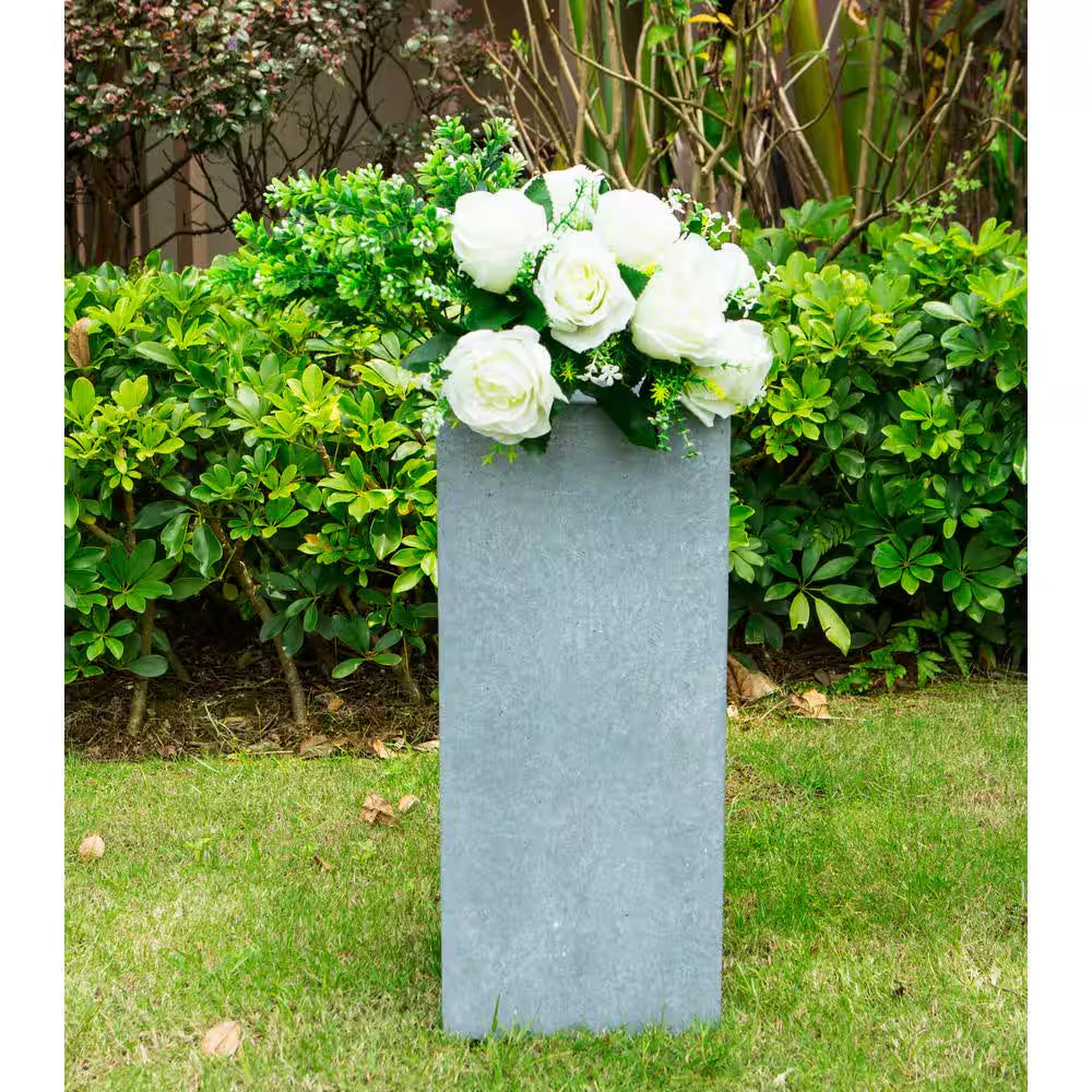 24 In. Tall Slate Gray Lightweight Concrete Rectangle Modern Outdoor Planter