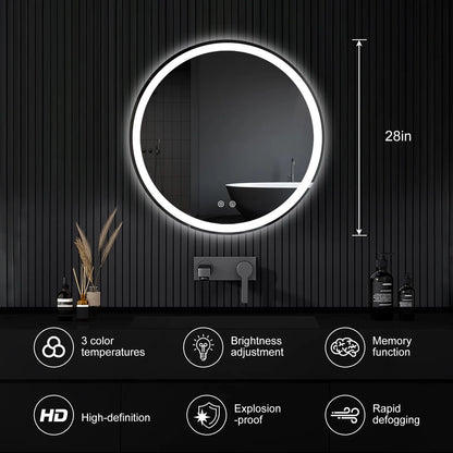 LED Bathroom Vanity Mirror for Wall with Double Front and Back Light, Anti-Fog, Shatter-Proof, Dimmable, Tempered Glass, Memory Function
