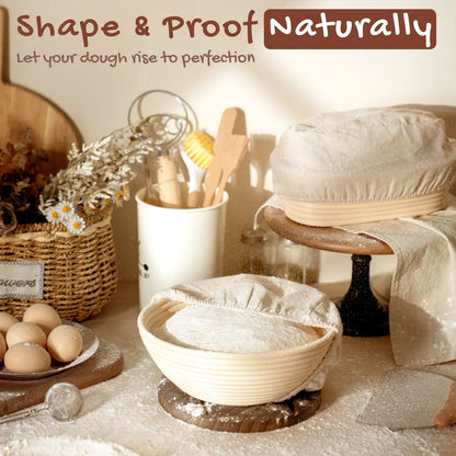 Ultimate Astercook Sourdough Starter Kit - Everything You Need for Perfect Bread Baking with Round & Oval Banneton Baskets!