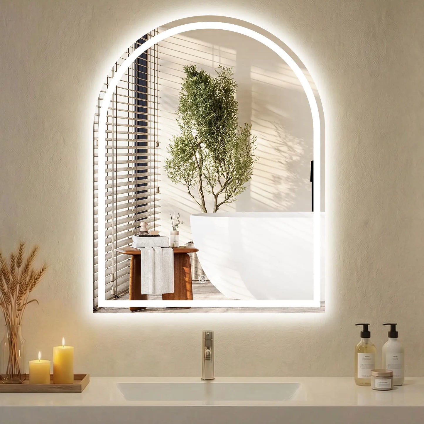 LED Bathroom Mirror with Light ，Dimmable Anti-Fog & 3 Color Temperatures ，Premium Aluminum Frame Mirror for Vanity and Modern Bathroom