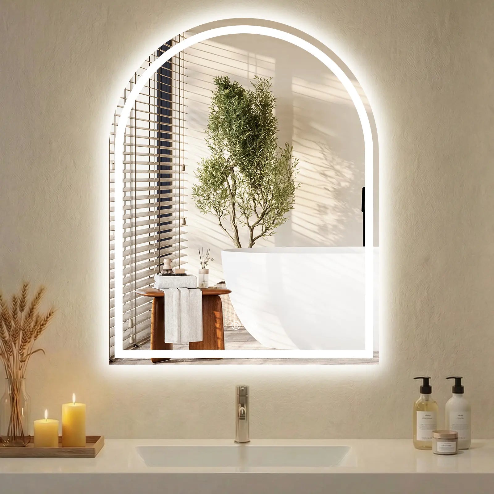 LED Bathroom Mirror with Light ，Dimmable Anti-Fog & 3 Color Temperatures ，Premium Aluminum Frame Mirror for Vanity and Modern Bathroom