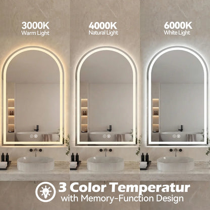 LED Bathroom Mirror with Light ，Dimmable Anti-Fog & 3 Color Temperatures ，Premium Aluminum Frame Mirror for Vanity and Modern Bathroom