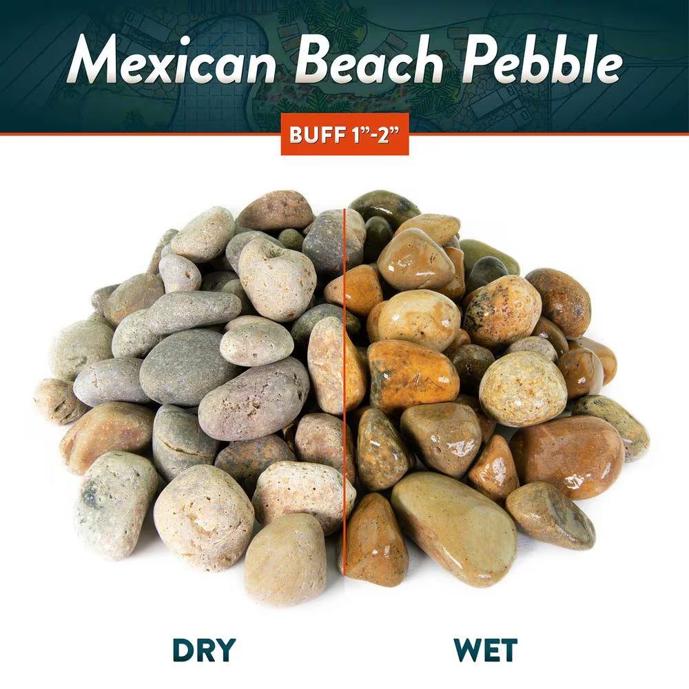 0.50 Cu. Ft. 2 In. to 3 In. Buff Mexican Beach Pebble Smooth round Rock for Gardens, Landscapes and Ponds