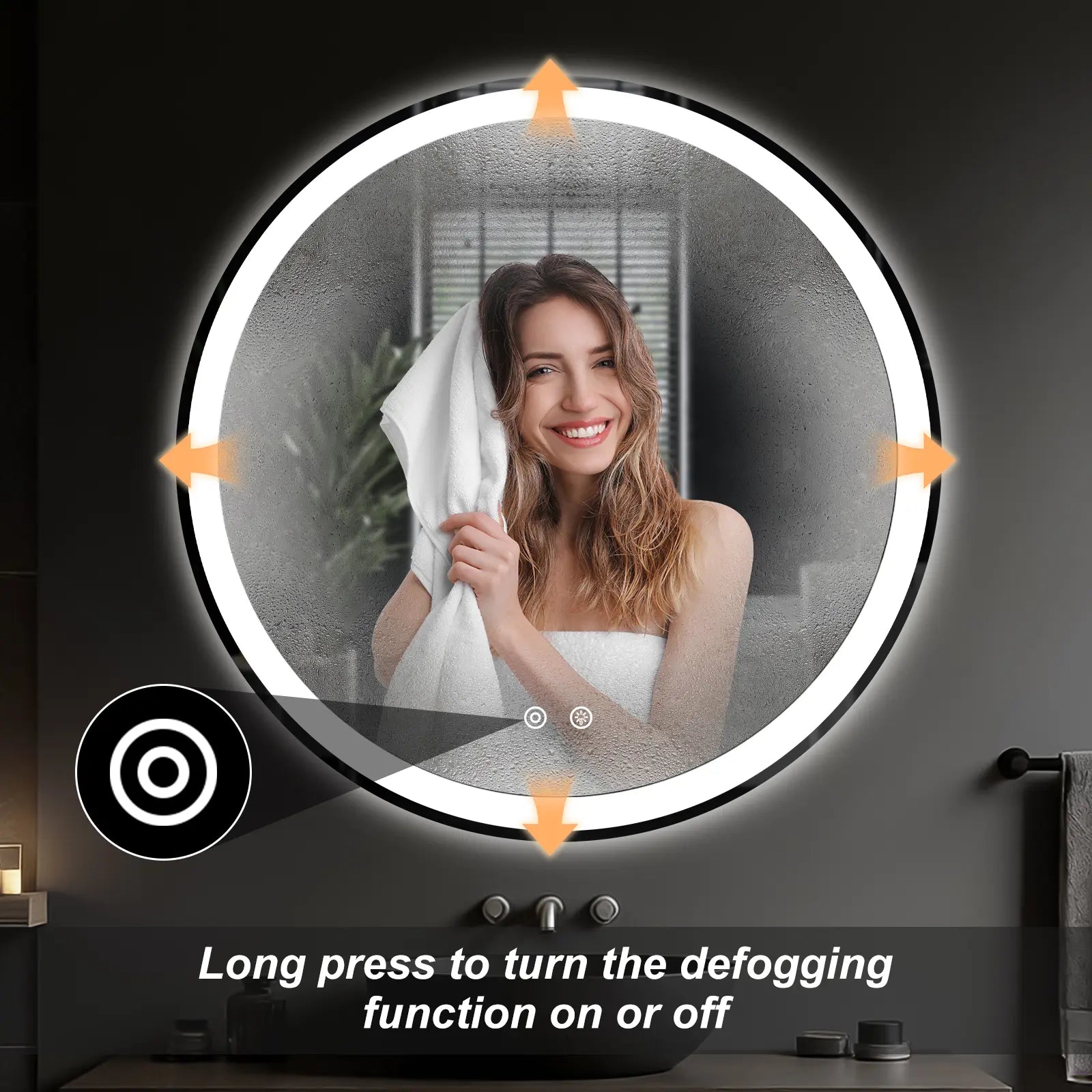 LED Bathroom Vanity Mirror for Wall with Double Front and Back Light, Anti-Fog, Shatter-Proof, Dimmable, Tempered Glass, Memory Function