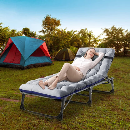 Folding Chaise Lounge Chair 5-Position, Folding Cot, Heavy Duty Patio Chaise Lounges for Outside, Poolside, Beach, Lawn, Camping