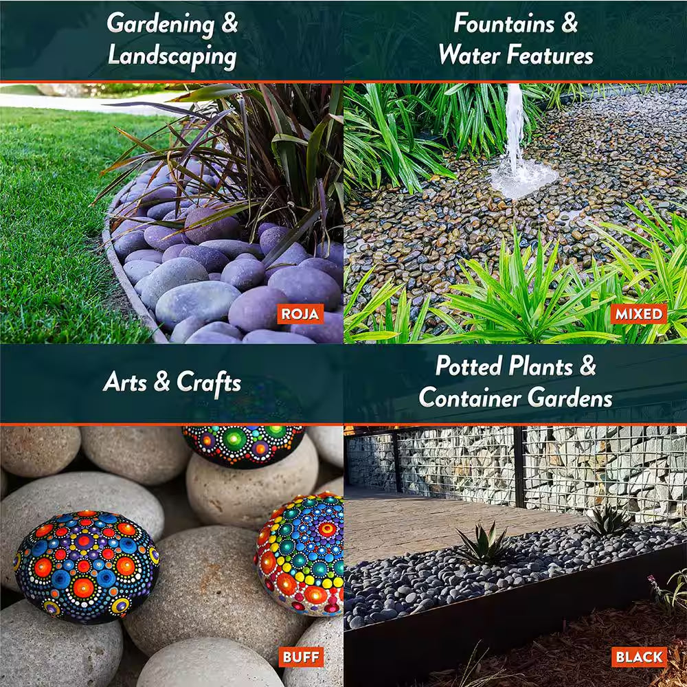 0.50 Cu. Ft. 2 In. to 3 In. Buff Mexican Beach Pebble Smooth round Rock for Gardens, Landscapes and Ponds