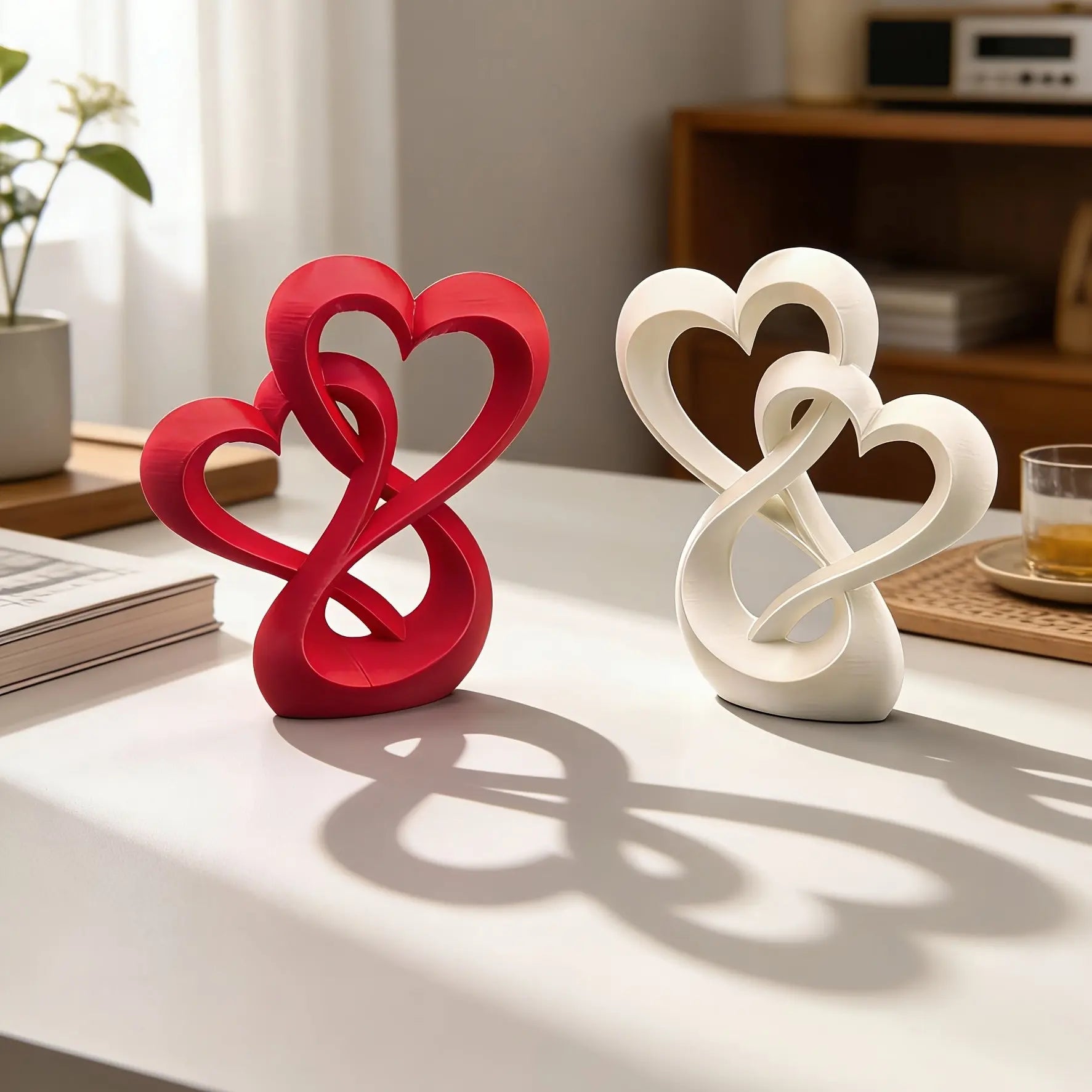 Eternal Knitted Heart Statue, Cozy Decorative Home Decor, Desktop Focus, Anniversary Wedding Valentine Gift, Living Room Bedroom Decoration